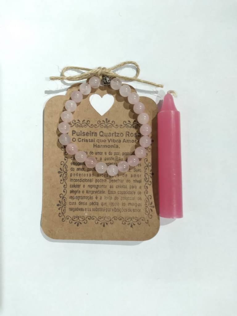 PULSEIRA PEDRAS QUARTZO ROSA - UND