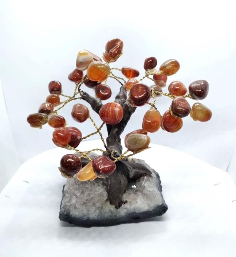 ARVORE DE RESINA COM PEDRA AGATA DE FOGO GDE - UND