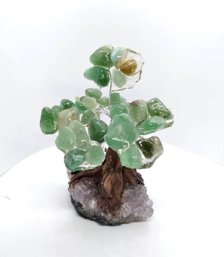 ARVORE DE RESINA COM PEDRA QUARTZO VERDE 01 PEQ - UND