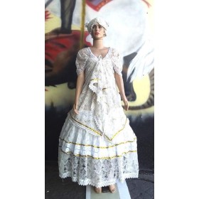 CONJUNTO BAIANA 5 PECAS DE RENDA C/ AVIAMENTO DOURADO - UND