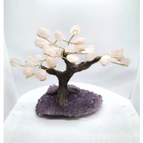 ARVORE DE RESINA COM PEDRA QUARTZO ROSA GDE - UND