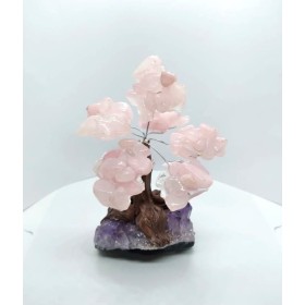 ARVORE DE RESINA COM PEDRA QUARTZO ROSA 02 PEQ - UND