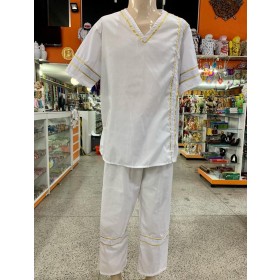CONJUNTO MASCULINO BRANCO C/ DOURADO TAM G - UND