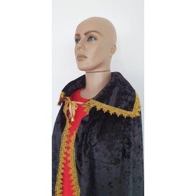 CAPA VELUDO PTA/VERM ACABAMENTO DOURADO GOLA - UND