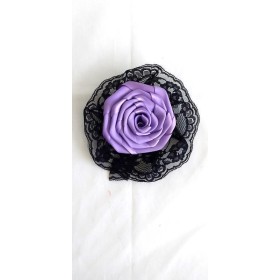 FLOR DE CABELO LILAS C/BABADO PRETO - UND