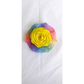 FLOR DE CABELO AMARELO C/BABADO COLORIDO - UND